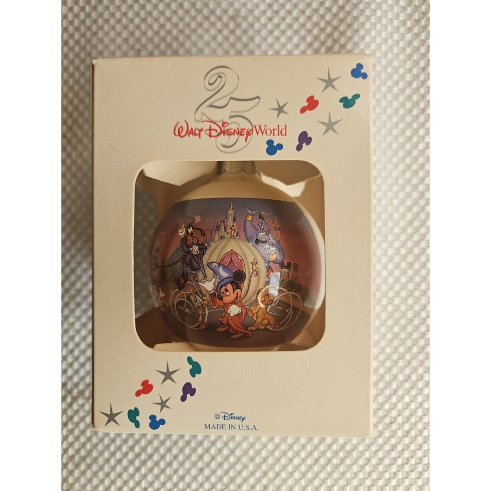 Vintage 1996 Walt Disney World 25th Anniversary Glass Ball Ornament Boxed
